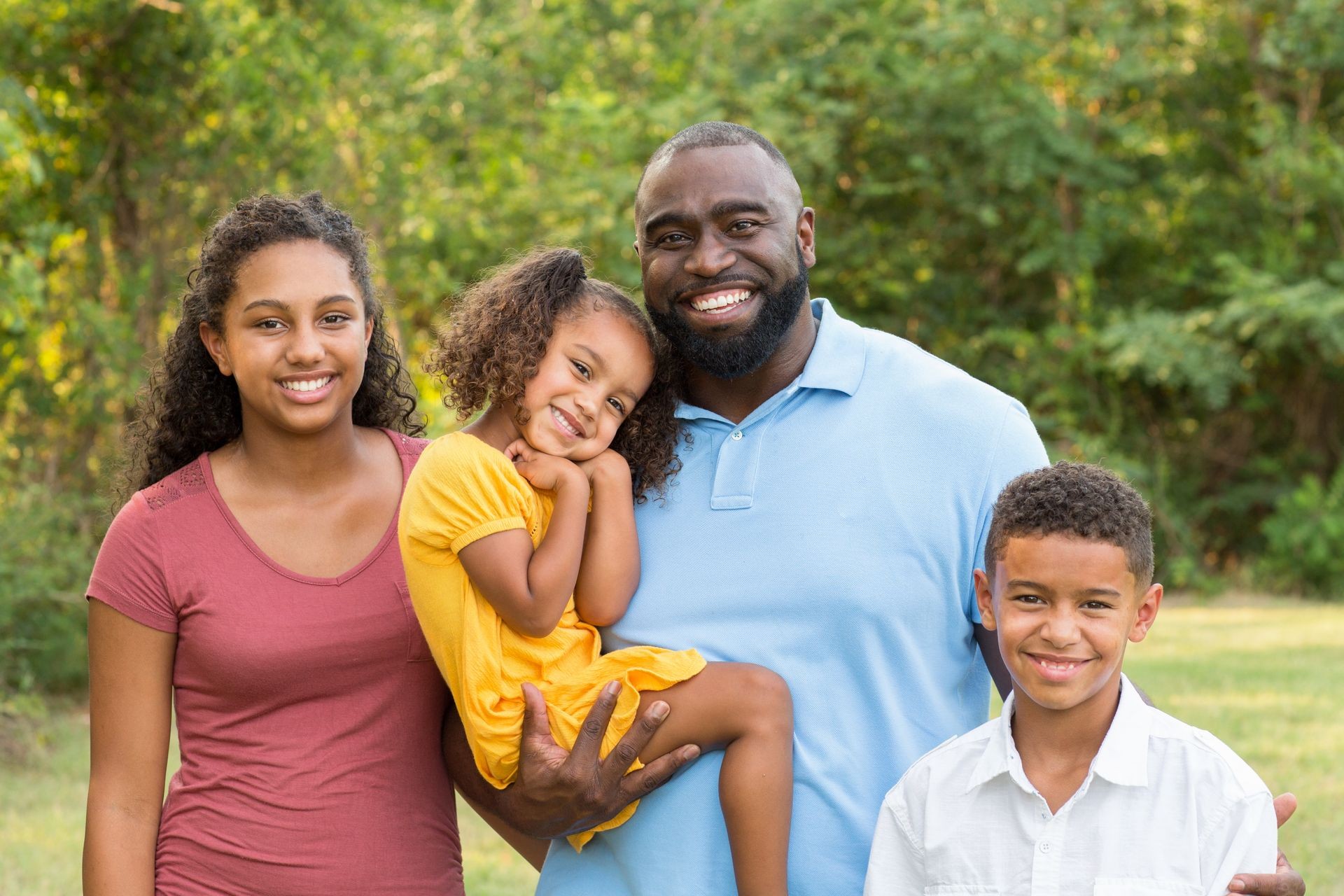 Portrait of a mixed race family.